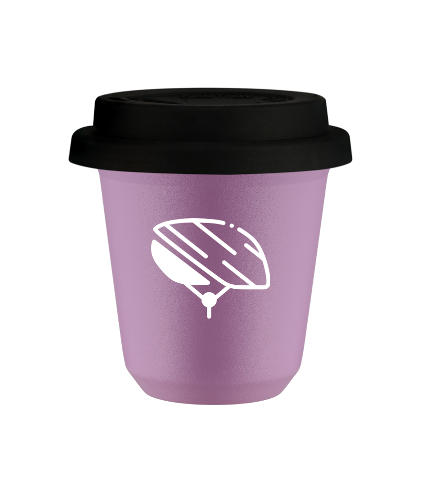 Tasse 80 ml LILAS "Casque (blanc)", avec couvercle noir