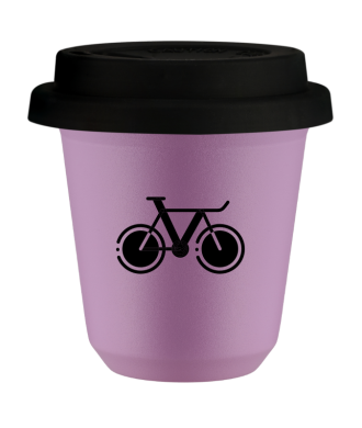 Tasse 80 ml LILAS "Vélo 1", avec couvercle noir Tasse 80 ml LILAS "Vélo 1", avec couvercle noir