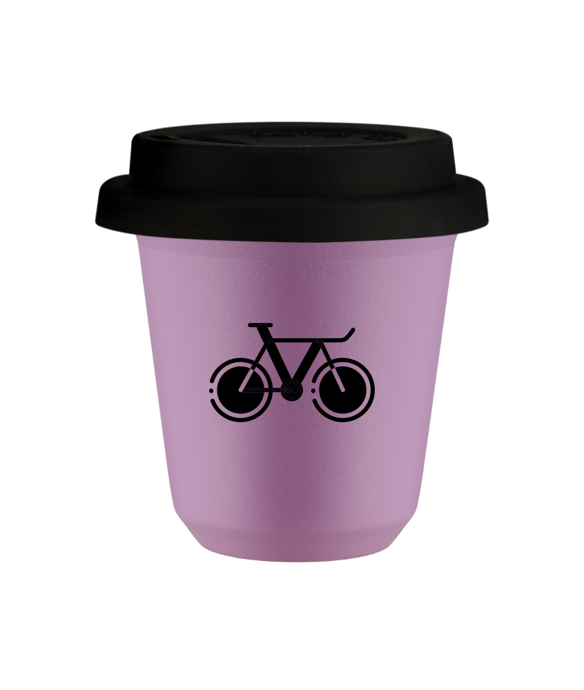 Tasse 80 ml LILAS "Vélo 1", avec couvercle noir