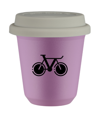 Tasse 80 ml LILAS "Vélo 1", avec couvercle blanc Tasse 80 ml LILAS "Vélo 1", avec couvercle blanc