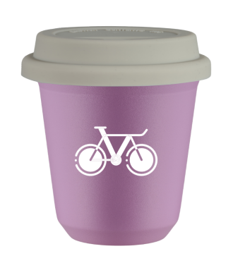 Tasse 80 ml LILAS "Vélo 1 (blanc)", avec couvercle blanc Tasse 80 ml LILAS "Vélo 1 (blanc)", avec couvercle blanc