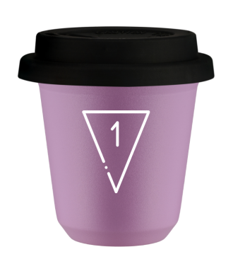 Tasse 80 ml LILAS "1 (blanc)", avec couvercle noir Tasse 80 ml LILAS "1 (blanc)", avec couvercle noir