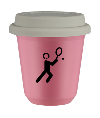 Tasse 80 ml ROSE "Tennis 1 (noir)", avec couvercle blanc Tasse 80 ml ROSE "Tennis 1 (noir)", avec couvercle blanc