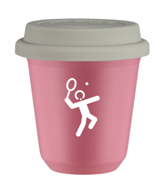 Tasse 80 ml ROSE "Tennis 2 (blanc)", avec couvercle blanc Tasse 80 ml ROSE "Tennis 2 (blanc)", avec couvercle blanc
