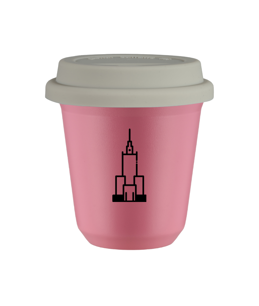 Tasse 80 ml ROSE "Pałac kultury i nauki", avec couvercle blanc