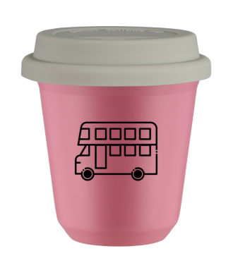 Tasse 80 ml ROSE "Bus", avec couvercle blanc Tasse 80 ml ROSE "Bus", avec couvercle blanc