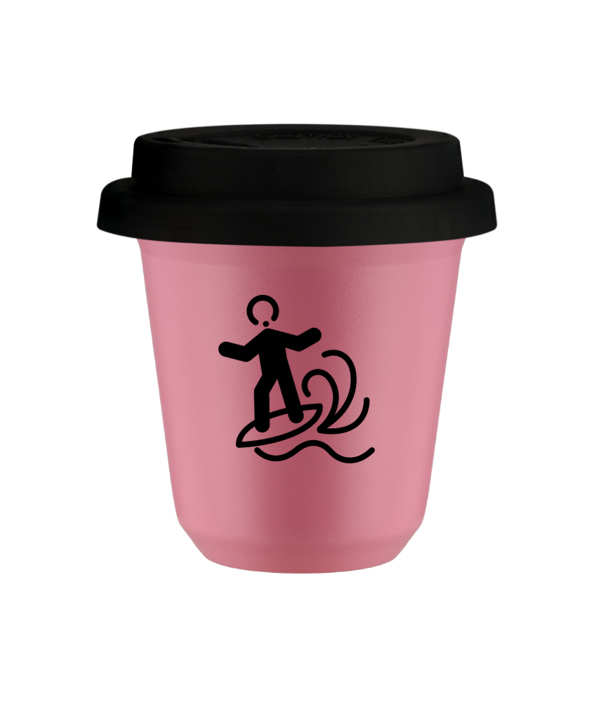 Tasse 80 ml ROSE "Planche à voile (noir)", avec couvercle noir