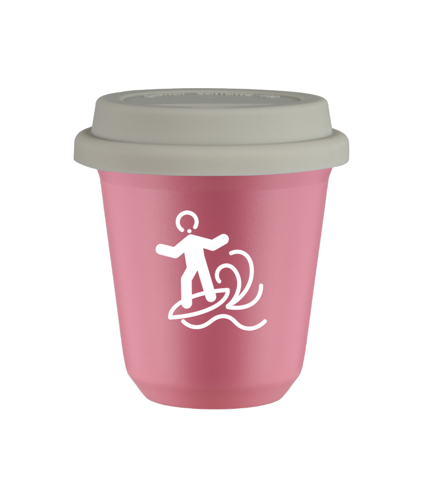 Tasse 80 ml ROSE "Planche à voile (blanc)", avec couvercle blanc