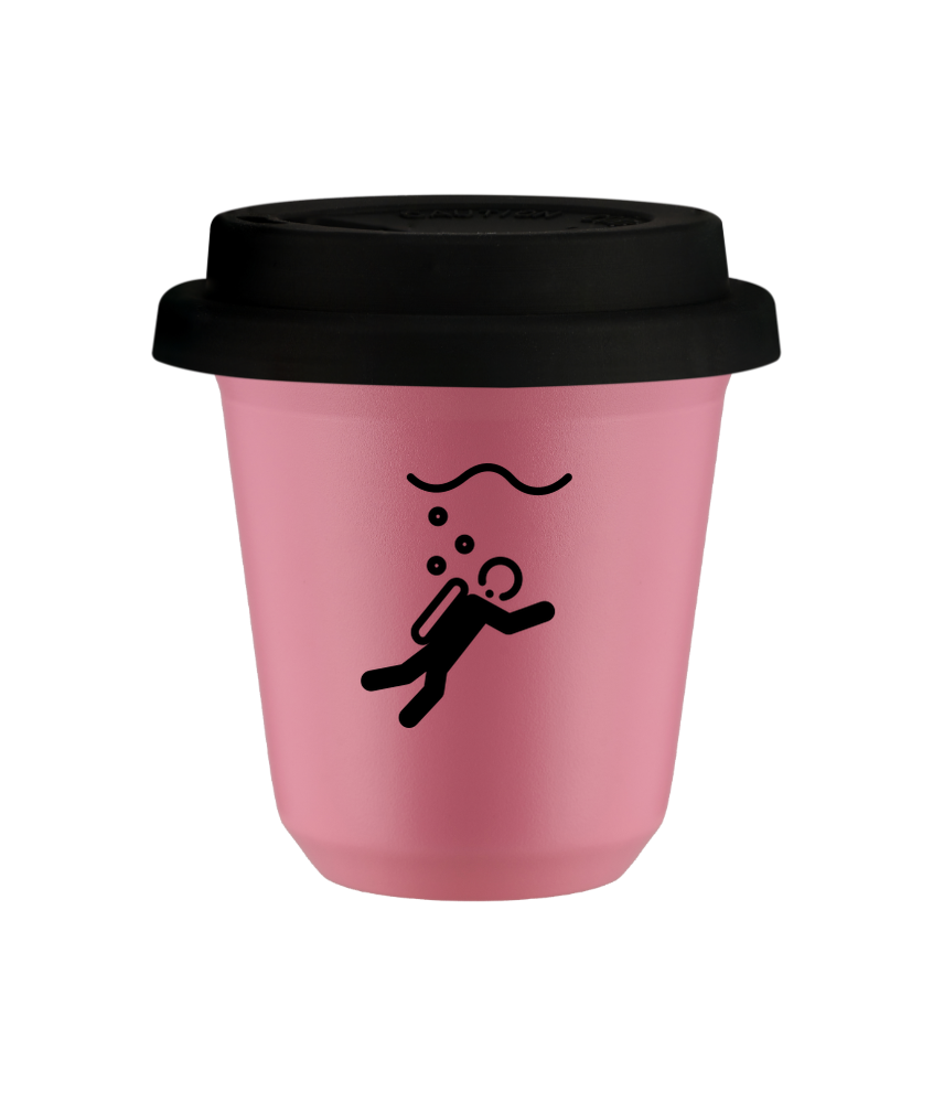 Tasse 80 ml ROSE "Plongée", avec couvercle noir