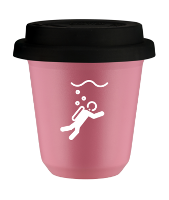 Tasse 80 ml ROSE "Plongée (blanc)", avec couvercle noir Tasse 80 ml ROSE "Plongée (blanc)", avec couvercle noir