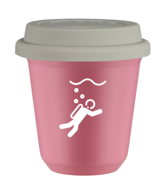 Tasse 80 ml ROSE "Plongée (blanc)", avec couvercle blanc Tasse 80 ml ROSE "Plongée (blanc)", avec couvercle blanc