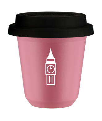 Tasse 80 ml ROSE "BIG BEN (blanc)", avec couvercle noir Tasse 80 ml ROSE "BIG BEN (blanc)", avec couvercle noir
