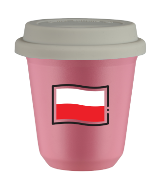 Tasse 80 ml ROSE "Drapeau polonais", avec couvercle blanc Tasse 80 ml ROSE "Drapeau polonais", avec couvercle blanc