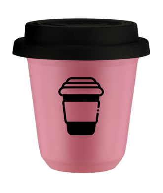 Tasse 80 ml ROSE, avec couvercle noir Tasse 80 ml ROSE, avec couvercle noir