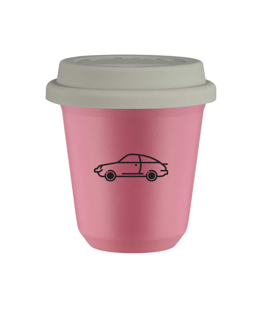 Tasse 80 ml ROSE "Voiture (noir)", avec couvercle blanc