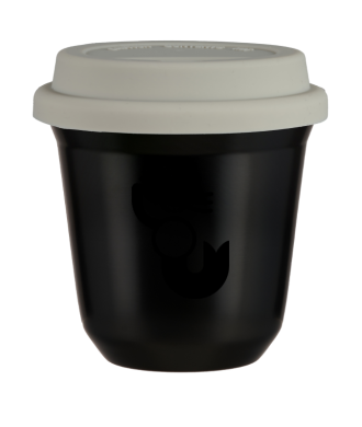Tasse 80 ml NOIR "WARSZAWSKA SYRENKA (noir)", avec couvercle blanc Tasse 80 ml NOIR "WARSZAWSKA SYRENKA (noir)", avec couvercle blanc