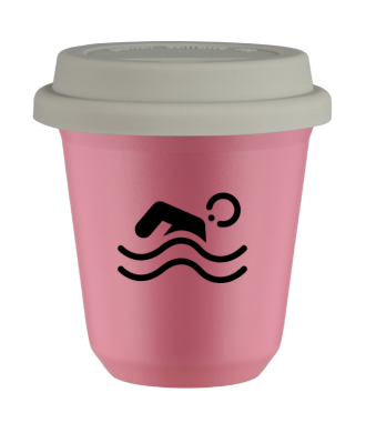 Tasse 80 ml ROSE "Natation (noir)", avec couvercle blanc Tasse 80 ml ROSE "Natation (noir)", avec couvercle blanc