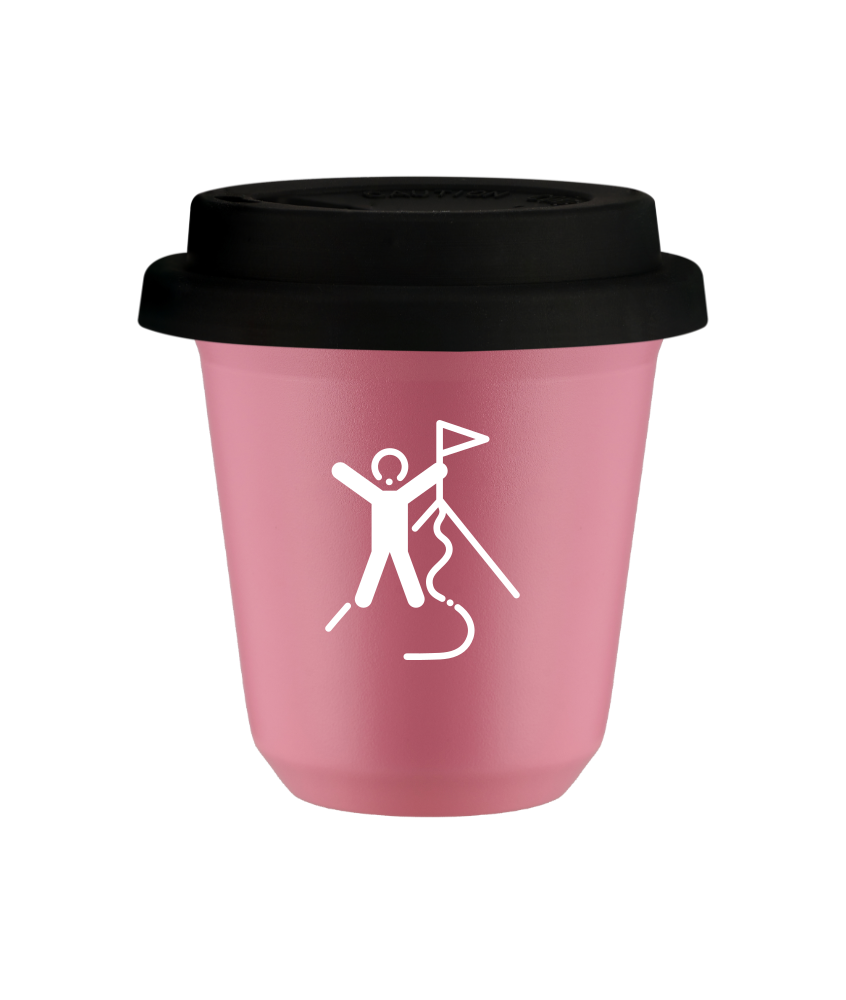 Tasse 80 ml ROSE "Escalade 1 (blanc)", avec couvercle noir