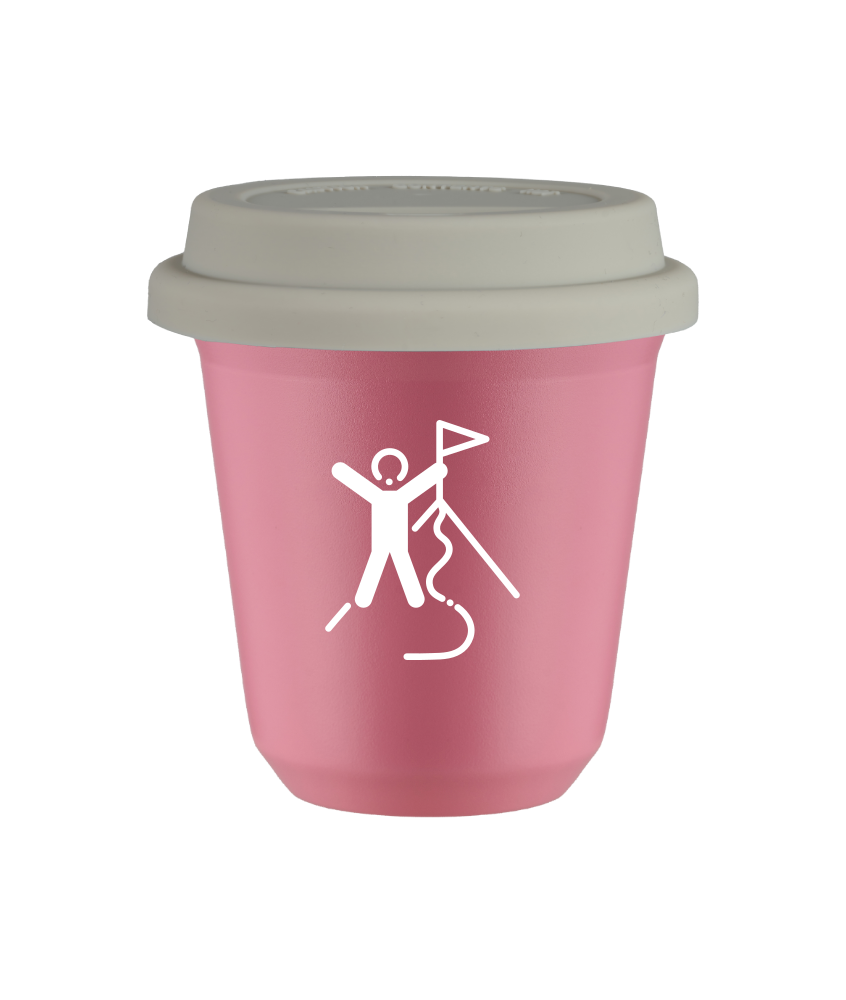 Tasse 80 ml ROSE "Escalade 1 (blanc)", avec couvercle blanc