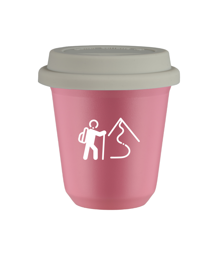Tasse 80 ml ROSE "Escalade 2 (blanc)", avec couvercle blanc