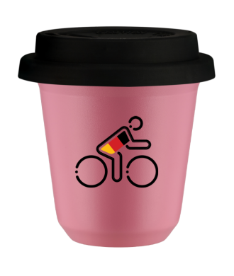 Tasse 80 ml ROSE "Cycliste aux couleurs allemandes (noir)", avec couvercle noir Tasse 80 ml ROSE "Cycliste aux couleurs allemandes (noir)", avec couvercle noir