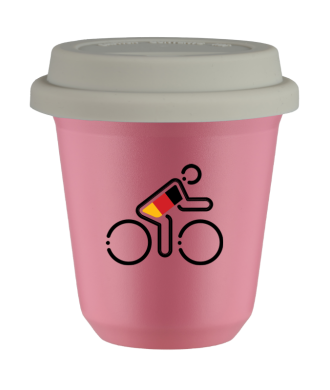 Tasse 80 ml ROSE "Cycliste aux couleurs allemandes (noir)", avec couvercle blanc Tasse 80 ml ROSE "Cycliste aux couleurs allemandes (noir)", avec couvercle blanc