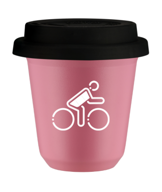 Tasse 80 ml ROSE "Cycliste aux couleurs allemandes (blanc)", avec couvercle noir Tasse 80 ml ROSE "Cycliste aux couleurs allemandes (blanc)", avec couvercle noir