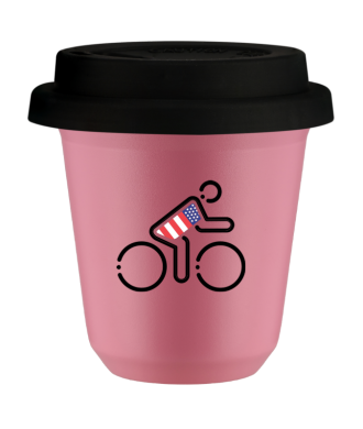 Tasse 80 ml ROSE "Cycliste aux couleurs britanniques", avec couvercle noir Tasse 80 ml ROSE "Cycliste aux couleurs britanniques", avec couvercle noir
