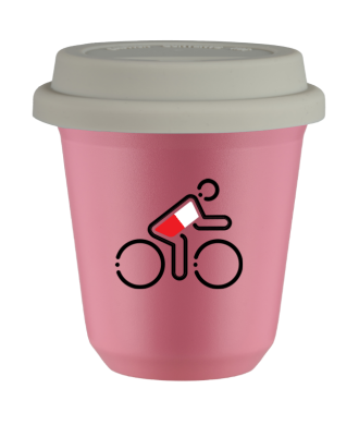 Tasse 80 ml ROSE "Cycliste aux couleurs polonaises", avec couvercle blanc Tasse 80 ml ROSE "Cycliste aux couleurs polonaises", avec couvercle blanc