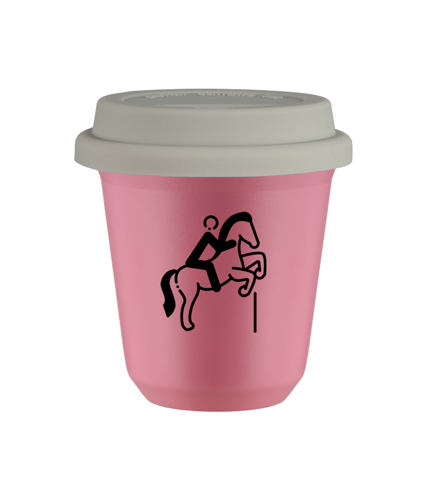 Tasse 80 ml ROSE "Équitation 1", avec couvercle blanc