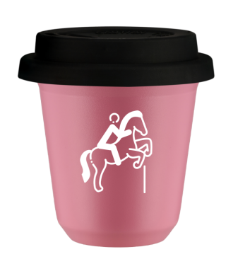 Tasse 80 ml ROSE "Équitation 1 (blanc)", avec couvercle noir Tasse 80 ml ROSE "Équitation 1 (blanc)", avec couvercle noir