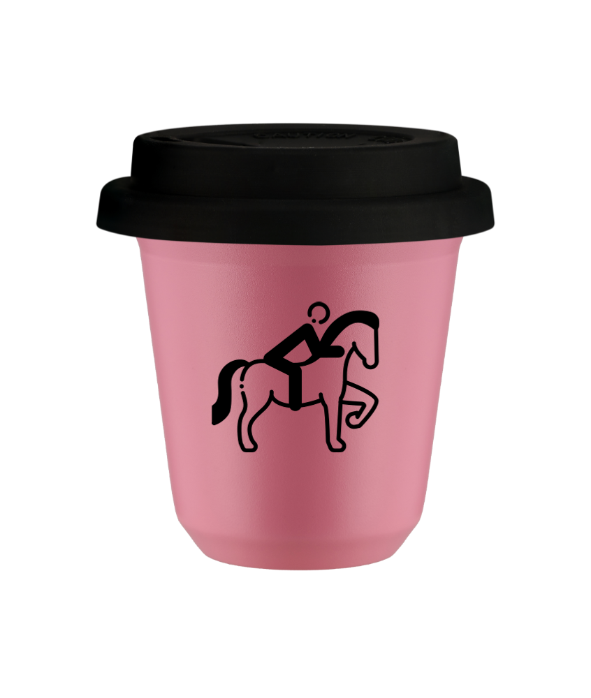 Tasse 80 ml ROSE "Équitation 2 (noir)", avec couvercle noir