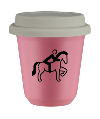 Tasse 80 ml ROSE "Équitation 2 (noir)", avec couvercle blanc Tasse 80 ml ROSE "Équitation 2 (noir)", avec couvercle blanc