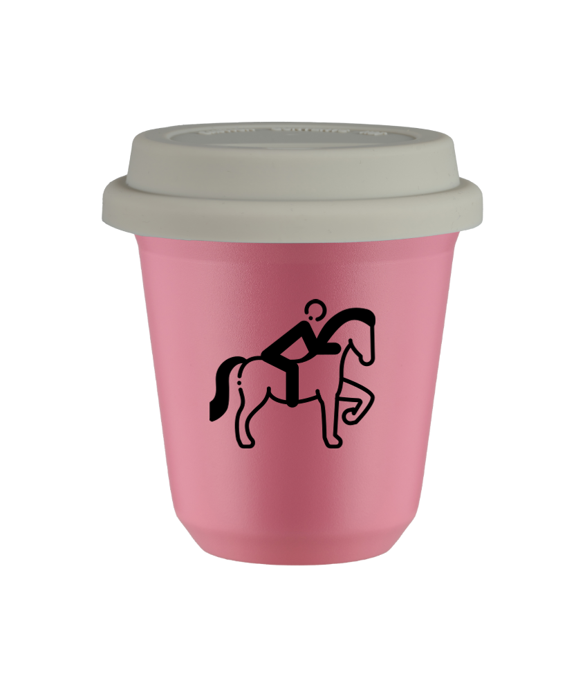 Tasse 80 ml ROSE "Équitation 2 (noir)", avec couvercle blanc