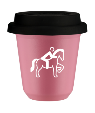 Tasse 80 ml ROSE "Équitation 2 (blanc)", avec couvercle noir Tasse 80 ml ROSE "Équitation 2 (blanc)", avec couvercle noir