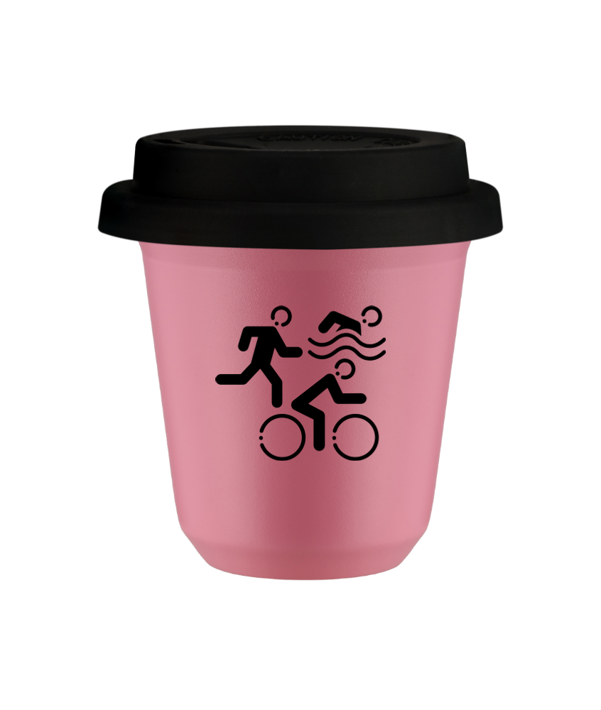 Tasse 80 ml ROSE "Sports", avec couvercle noir