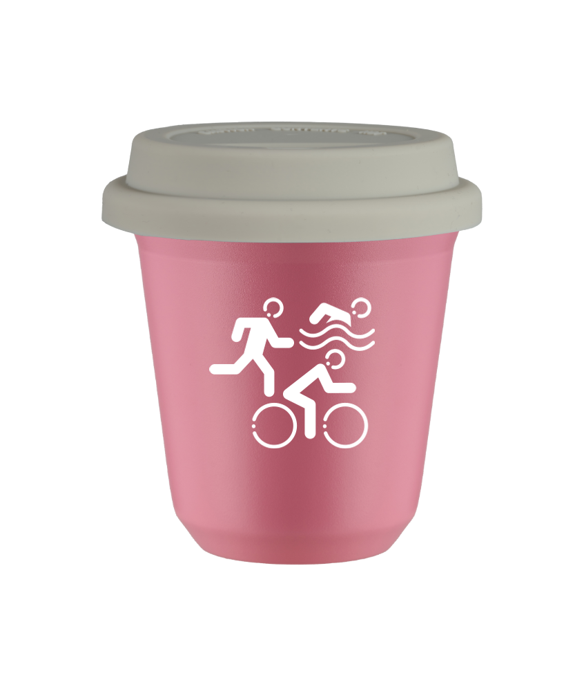 Tasse 80 ml ROSE "Sports (blanc)", avec couvercle blanc