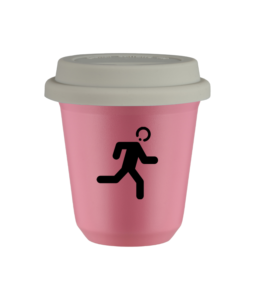 Tasse 80 ml ROSE "Coureur", avec couvercle blanc