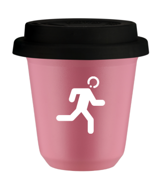 Tasse 80 ml ROSE "Coureur (blanc)", avec couvercle noir Tasse 80 ml ROSE "Coureur (blanc)", avec couvercle noir