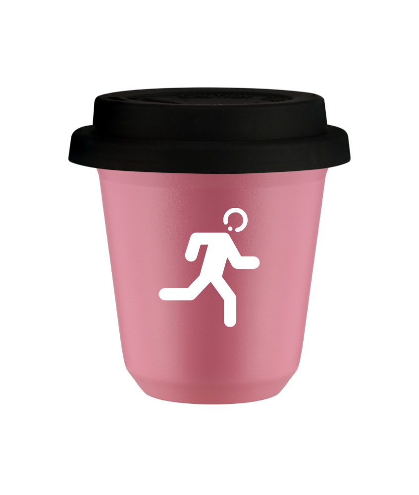 Tasse 80 ml ROSE "Coureur (blanc)", avec couvercle noir