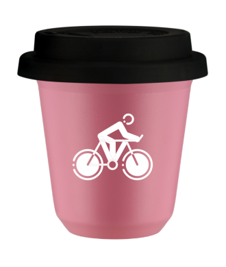 Tasse 80 ml ROSE "Cyclisme 2 (blanc)", avec couvercle noir Tasse 80 ml ROSE "Cyclisme 2 (blanc)", avec couvercle noir