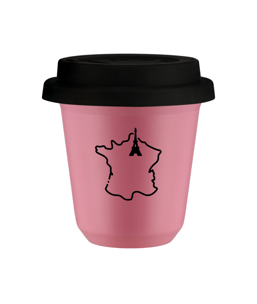 Tasse 80 ml ROSE "France (noir)", avec couvercle noir