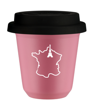 Tasse 80 ml ROSE "France (blanc)", avec couvercle noir Tasse 80 ml ROSE "France (blanc)", avec couvercle noir