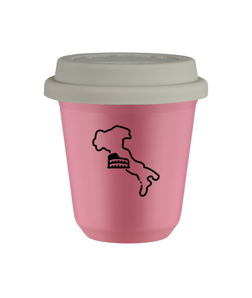 Tasse 80 ml ROSE "Italie (noir)", avec couvercle blanc