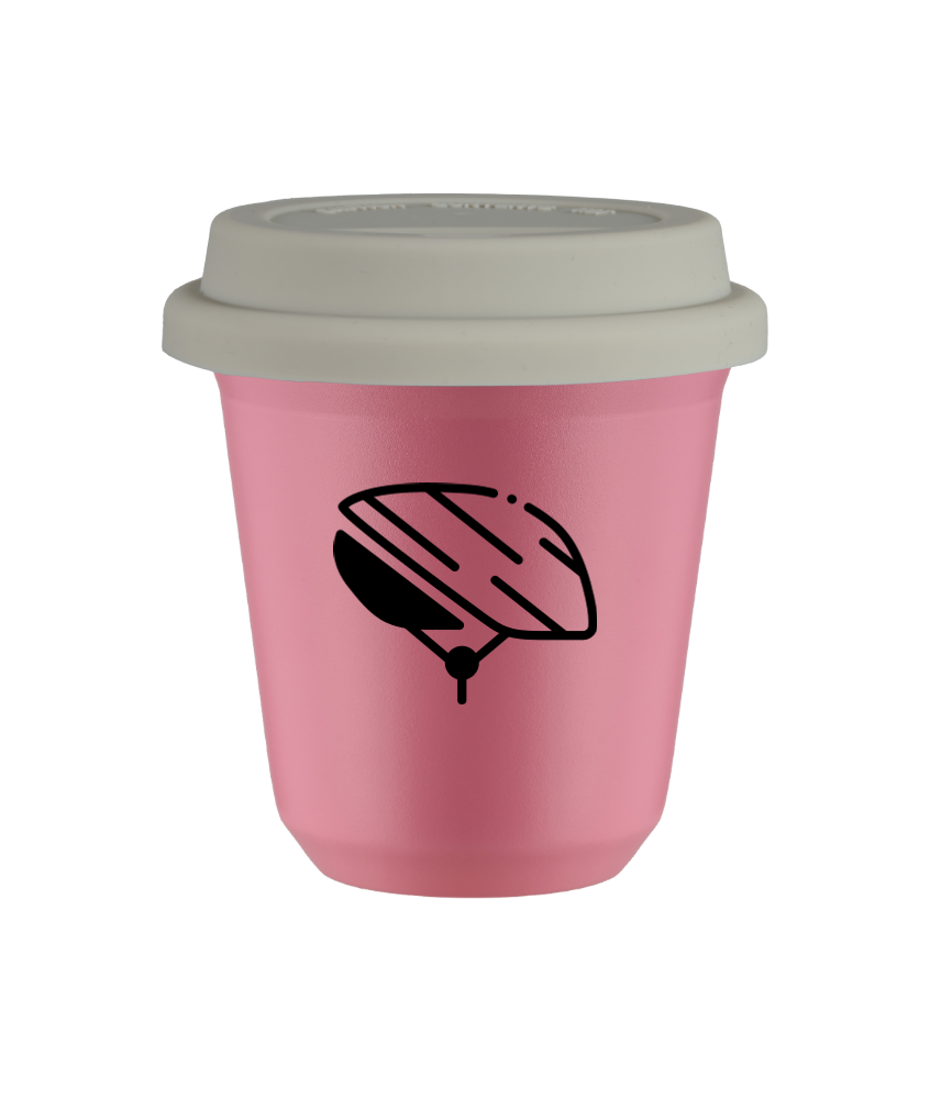 Tasse 80 ml ROSE "Casque", avec couvercle blanc