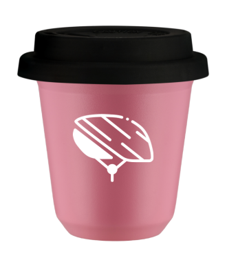 Tasse 80 ml ROSE "Casque (blanc)", avec couvercle noir Tasse 80 ml ROSE "Casque (blanc)", avec couvercle noir