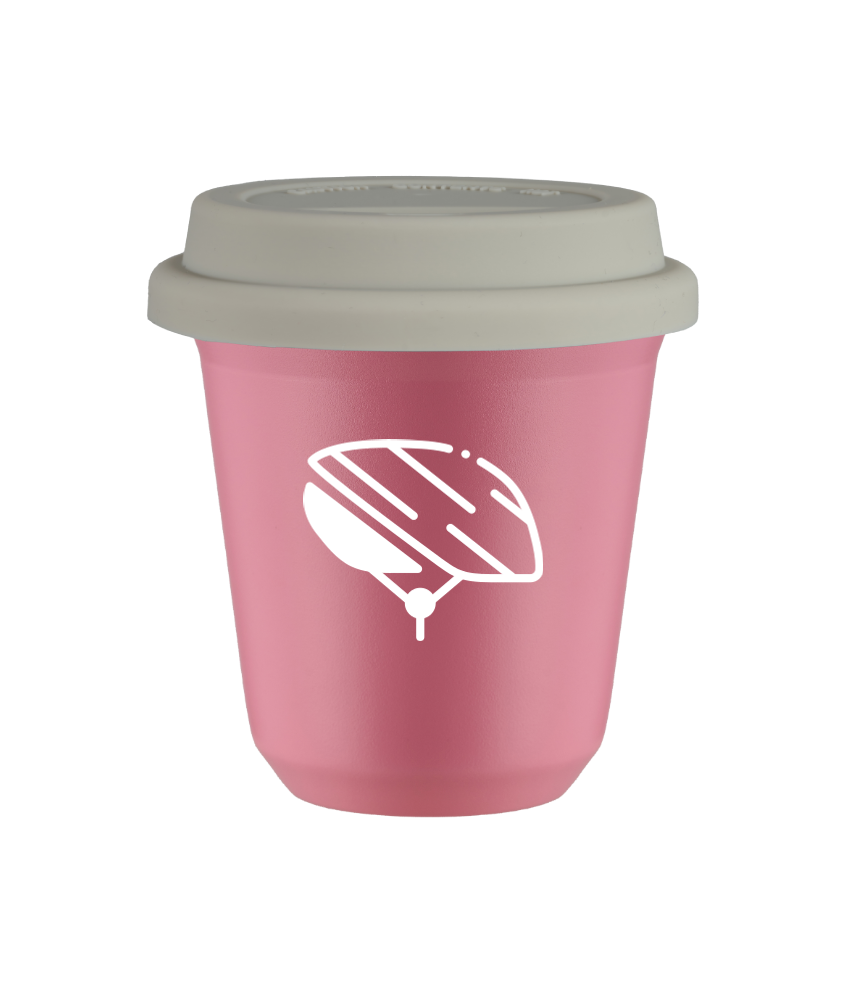 Tasse 80 ml ROSE "Casque (blanc)", avec couvercle blanc