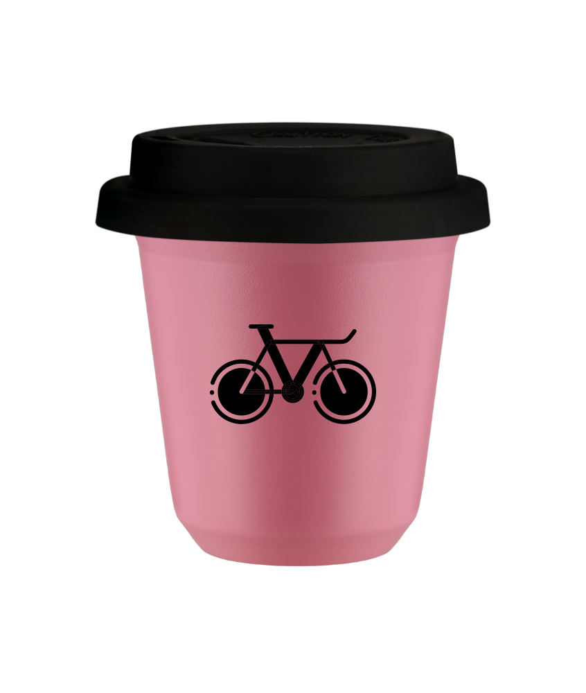 Tasse 80 ml ROSE "Vélo 1 (noir)", avec couvercle noir