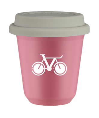 Tasse 80 ml ROSE "Vélo 1 (blanc)", avec couvercle blanc Tasse 80 ml ROSE "Vélo 1 (blanc)", avec couvercle blanc
