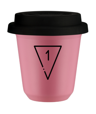 Tasse 80 ml ROSE "1", avec couvercle noir Tasse 80 ml ROSE "1", avec couvercle noir